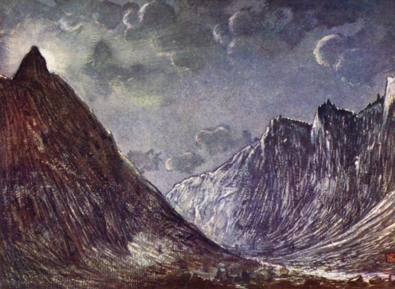 Norge: Romsdals Horn (farve litho) af Nico Jungman