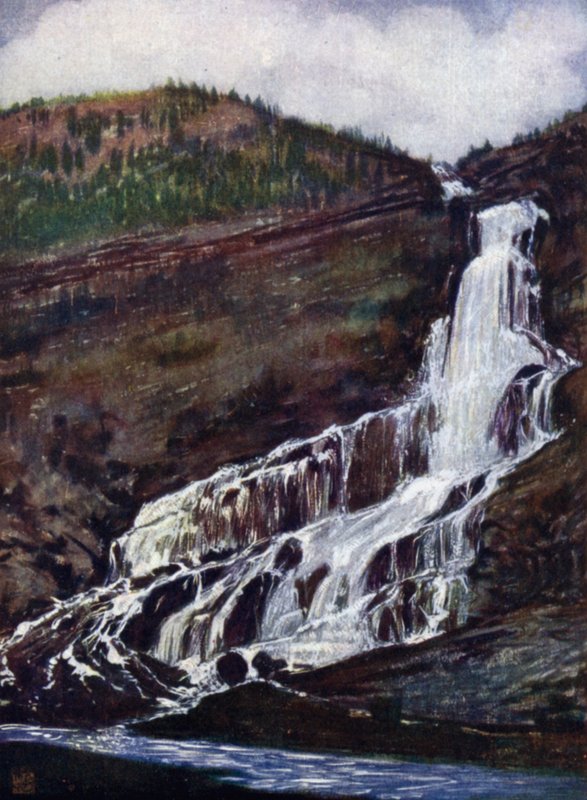Norge: Vaefos, Hildal, Hardanger (farve litho) af Nico Jungman
