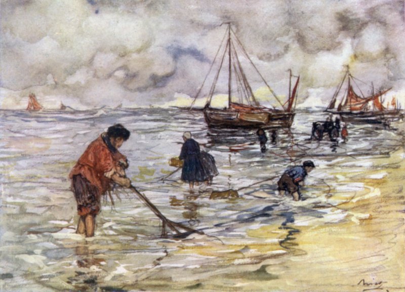 Rejefiskeri (farve litho) af Nico Jungman