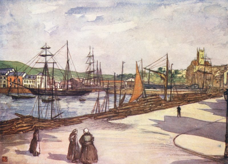 Havnen i Fecamp (farvelitografi) af Nico Jungmann