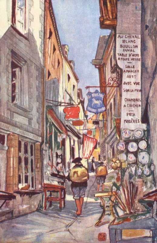 The Street, Mont St Michel (farvelitografi) af Nico Jungmann