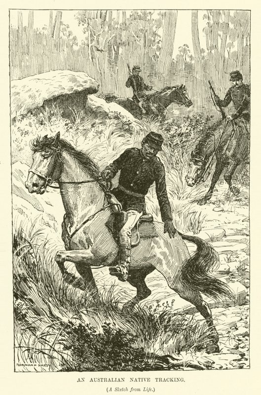 En australsk indfødt sporing (gravering) af Norman Hardy