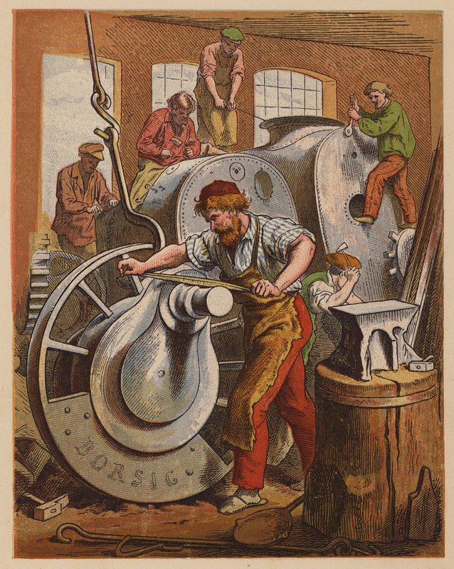 Motorfabrikanter (farvelitografi) af Oskar Pletsch