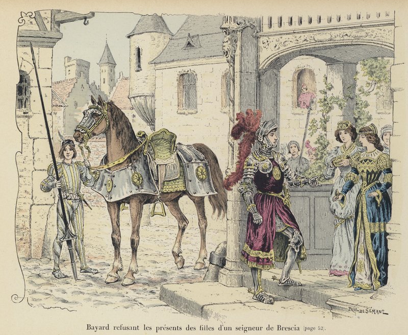Chevalier de Bayard nægtede gaver fra døtrene til en adelsmand fra Brescia, Italien, 1512 af Paul de Semant