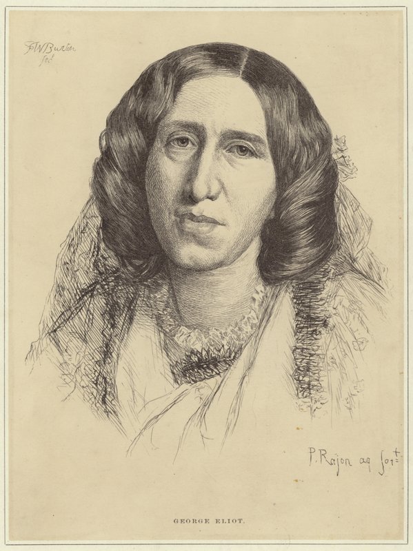 Portræt af George Eliot af Paul Adolphe Rajon