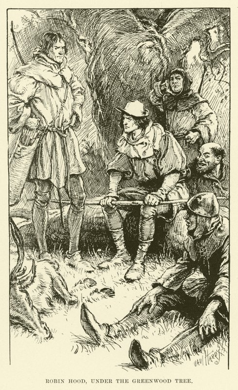 Robin Hood, under Greenwood Tree (gravering) af Paul Hardy