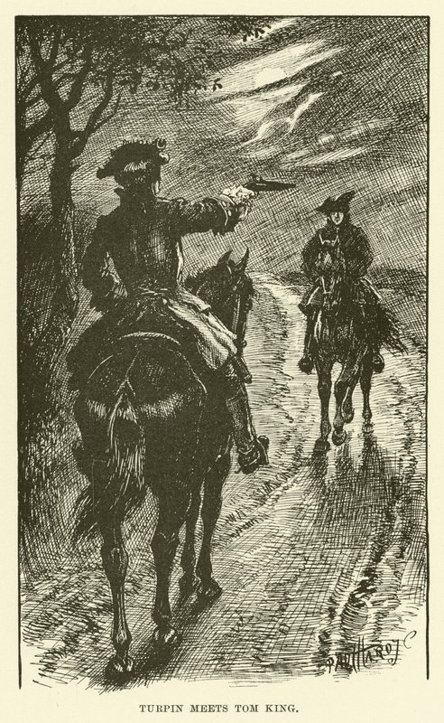 Turpin møder Tom King (gravering) af Paul Hardy