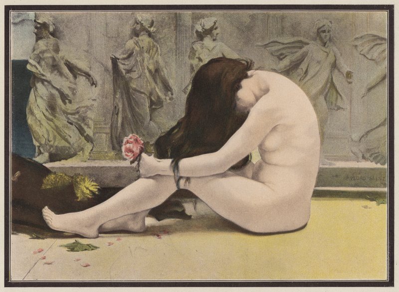 Digterens grav (farve litho) af Pedro Saenz