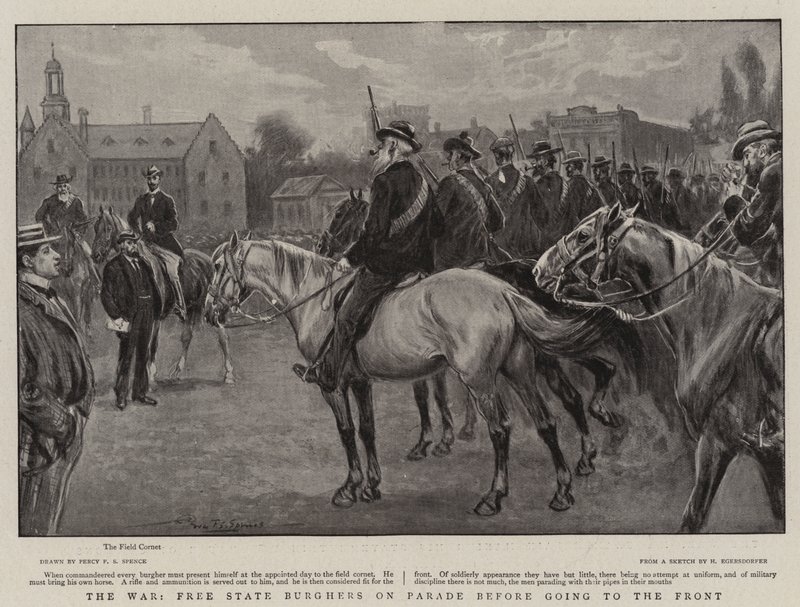 Krigen, fristatsborgere på parade, før de gik til fronten af Percy F.S. Spence