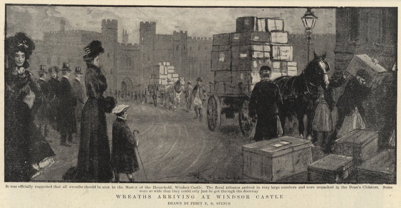 Kranse ankommer til Windsor Castle af Percy F.S. Spence