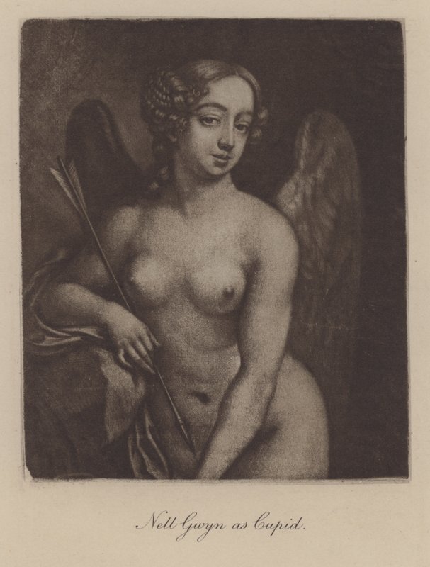 Nell Gwyn som Amor (mezzotint) af Peter Cross