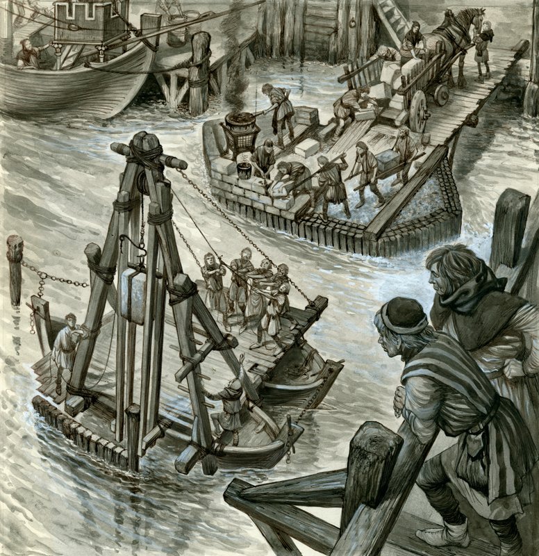 Bygning af Old London Bridge af Peter Jackson