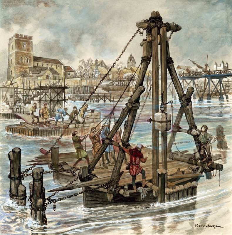 Bygning af Old London Bridge af Peter Jackson