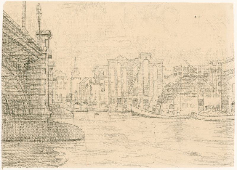 Udbrændte varehuse ved Blackfriars Bridge 1941 af Peter Jackson