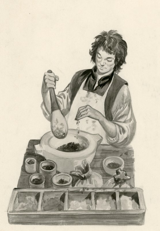 Michelangelo, som lærling, blandede maling af Peter Jackson