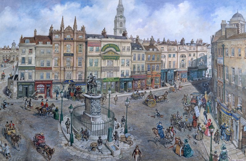 Old London Rekonstrueret: Charing Cross omkring 1830 af Peter Jackson