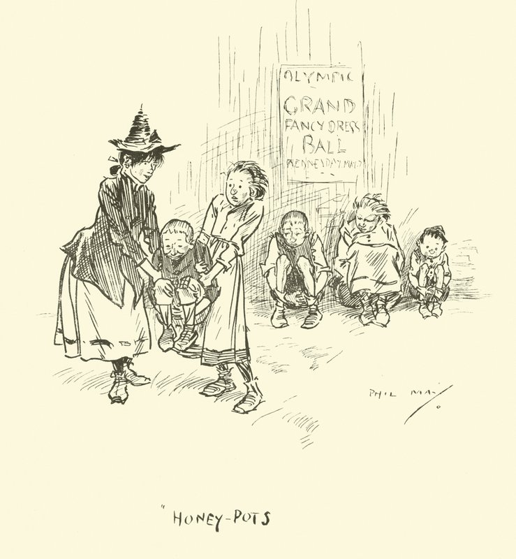 Illustration til Phil Mays Gutter-Snipes af Phil May