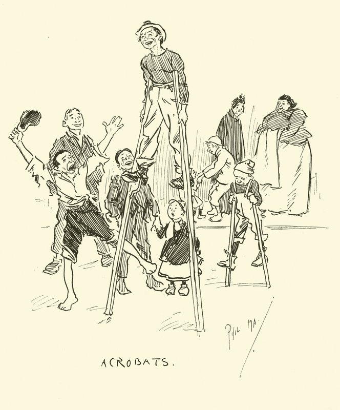 Illustration til Phil Mays Gutter-Snipes af Phil May