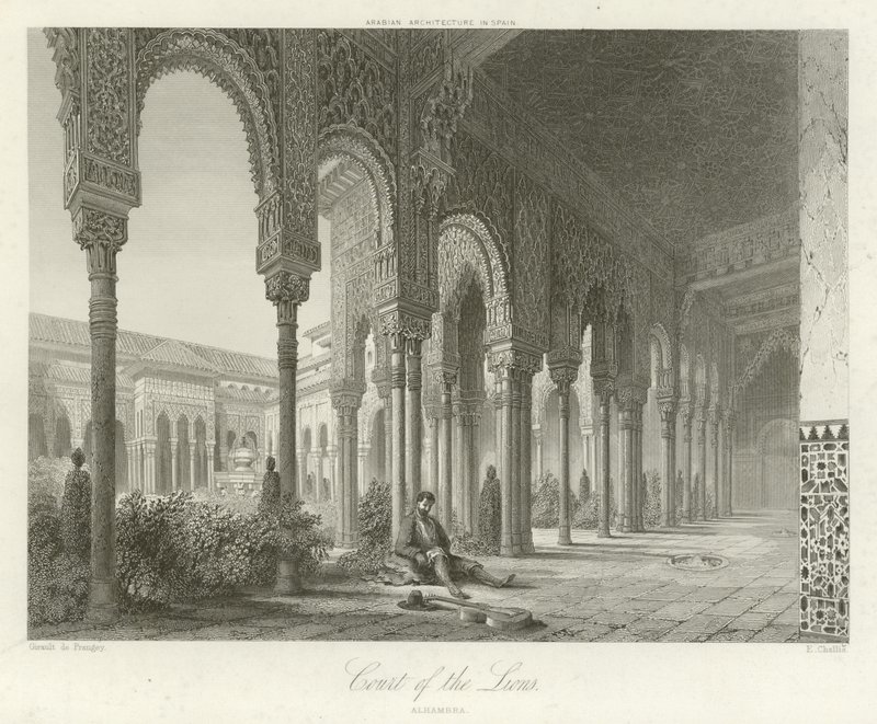 Løvernes domstol, Alhambra, Granada, Spanien af Philibert Joseph Girault de Prangey