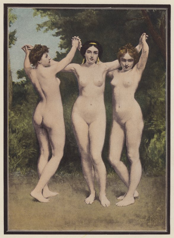 De tre nåder (farve litho) af Philippe Felix Dupuis