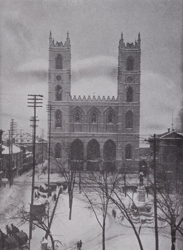Notre Dame i vinter, Montreal (s/h foto) af Photographer Canadian