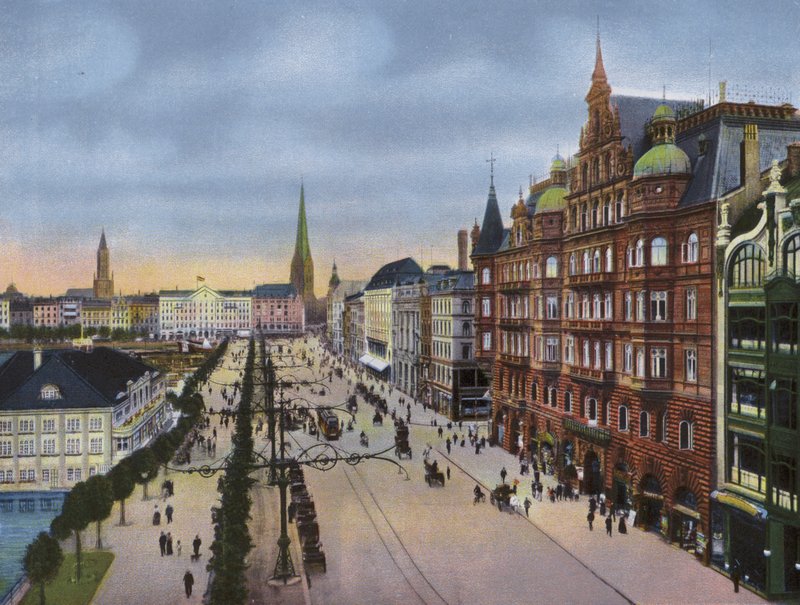Hamborg: Jungfernstieg med Alsterdamm (foto) af Photographer German