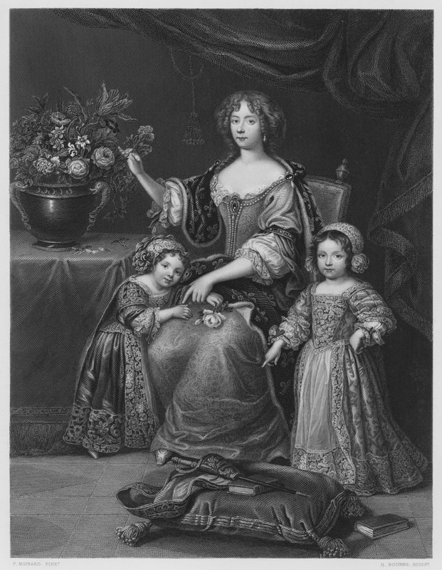 Henrietta af Orleans, datter af Charles 1, fra billedet i Den Kongelige Samling af Pierre Mignard