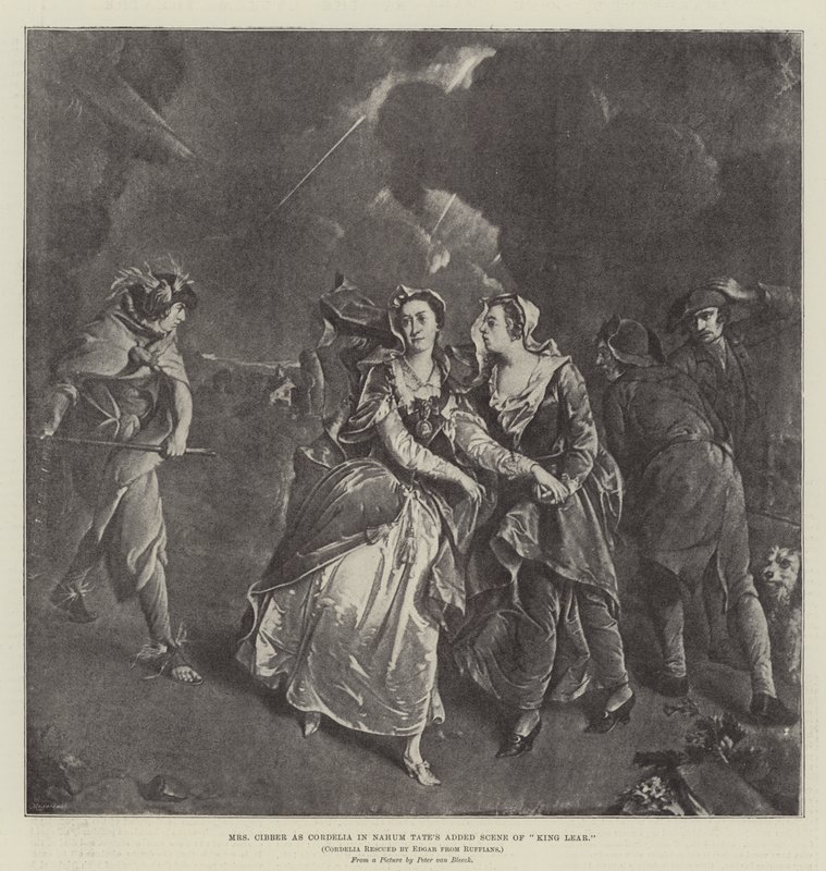 Fru Cibber som Cordelia i Nahum Tates tilføjede scene af Kong Lear af Pieter van Bleeck