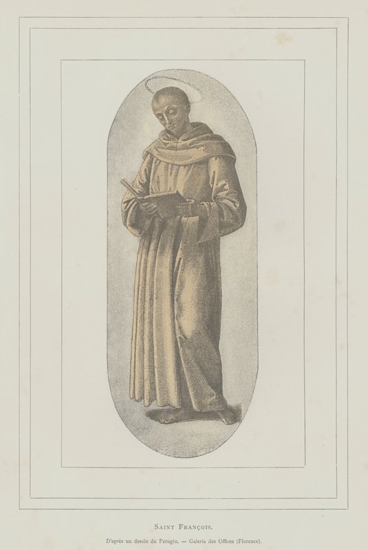 Sankt Frans af Assisi (litho) af Pietro (after) Perugino
