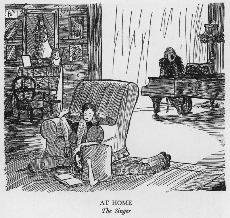 At Home, The Singer (litho) af Pont