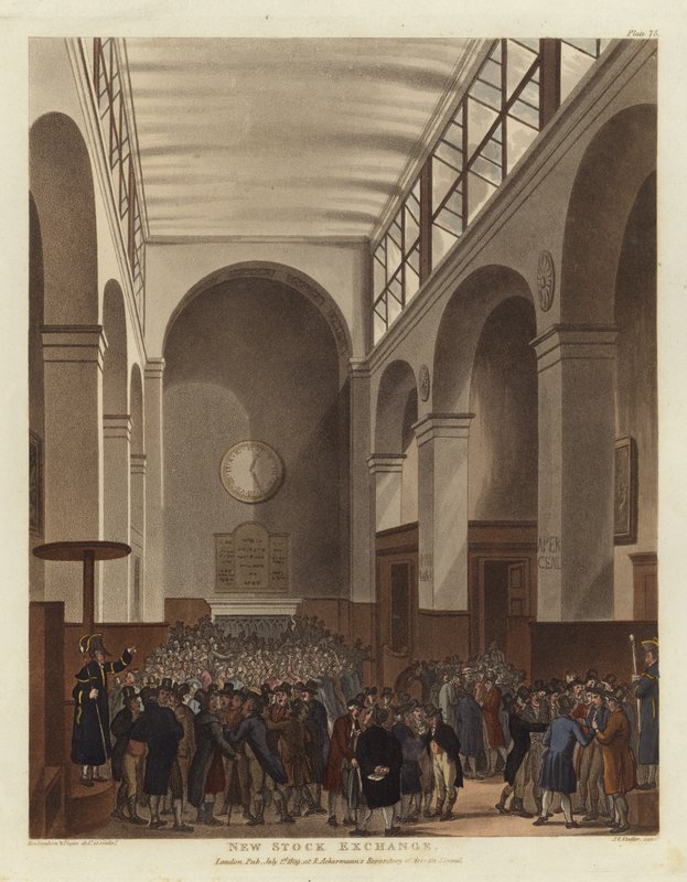 Ny børs af Pugin and Rowlandson