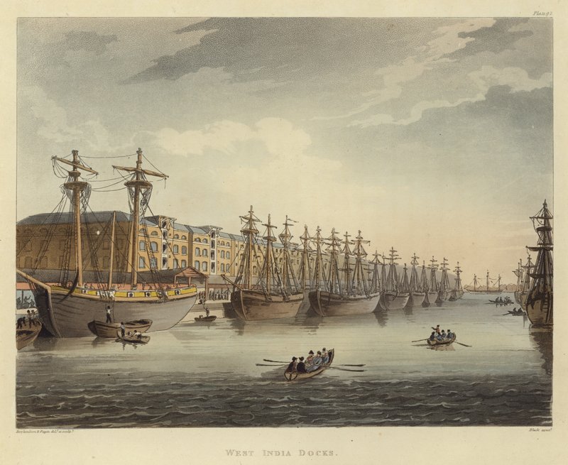 Vestindiske havne af Pugin and Rowlandson