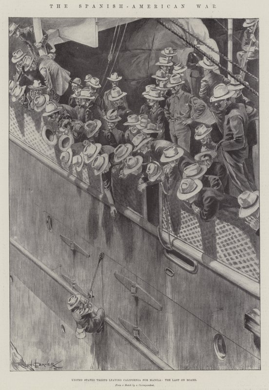 Den spansk-amerikanske krig, amerikanske tropper forlader Californien til Manila, de sidste om bord af Ralph Cleaver