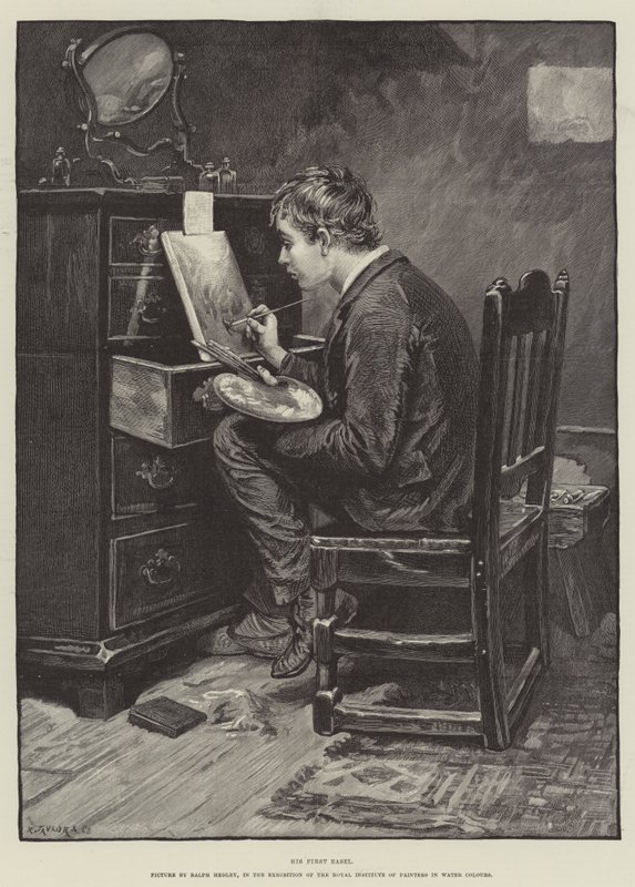 Hans første staffeli af Ralph Hedley