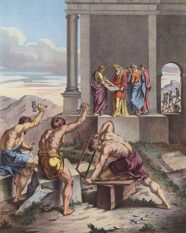 Salomon fører tilsyn med bygningen af Jerusalems tempel af Raffaello Sanzio Raphael