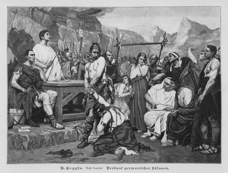 Salg af germanske slaver (gravering) af Remy Cogghe
