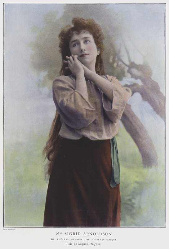 Sigrid Arnoldson i titelrollen i Mignon (farvet foto) af Reutlinger Studio