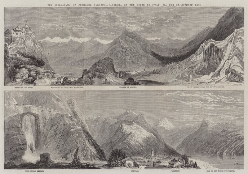 Stereoramaet i Cremorne Gardens, Panorama af ruten til Italien via St Gothard-passet af Richard Principal Leitch