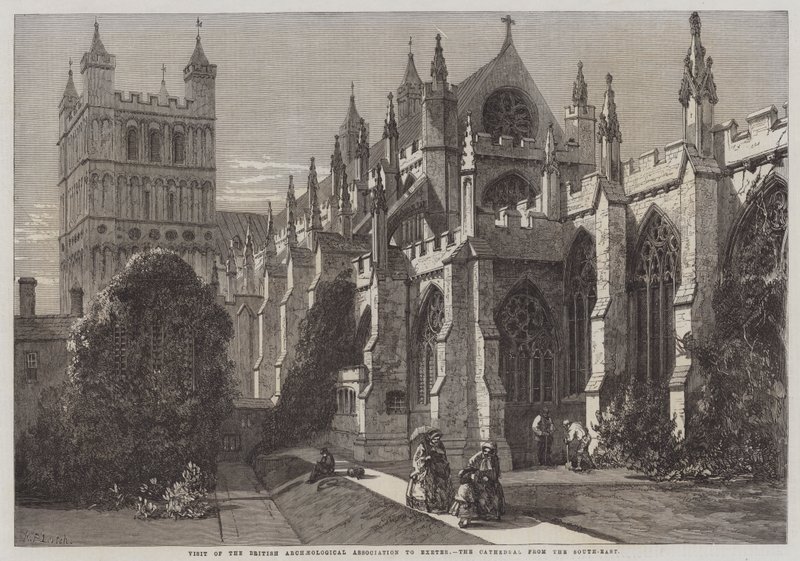 British Archaeological Association på besøg i Exeter, katedralen fra sydøst af Richard Principal Leitch
