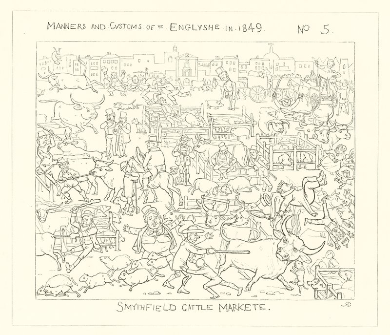 1849, Smithfield Kvægmarked af Richard Doyle
