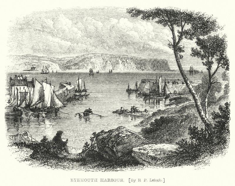 Eyemouth Harbor (gravering) af Richard Principal (after) Leitch