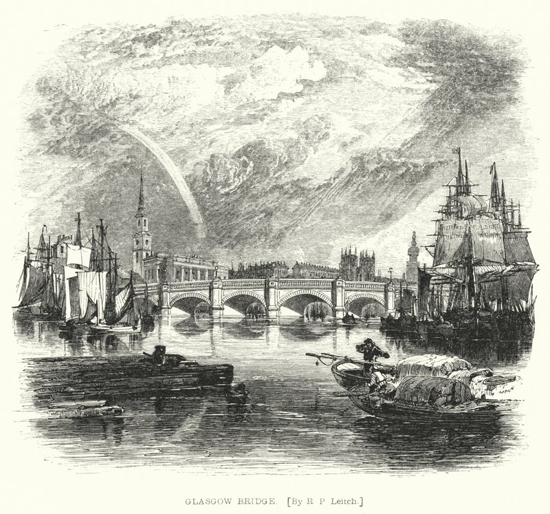 Glasgow Bridge (gravering) af Richard Principal (after) Leitch