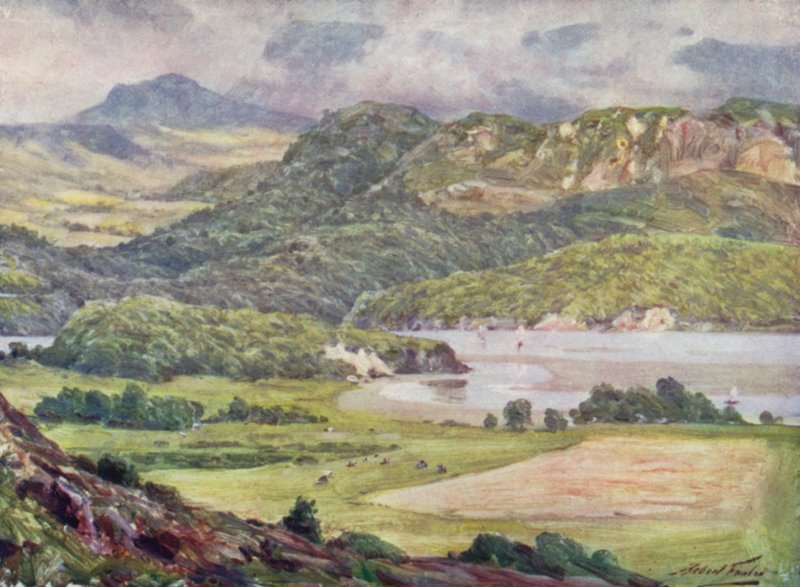 Mist på Cader Idris (farve litho) af Robert (after) Fowler