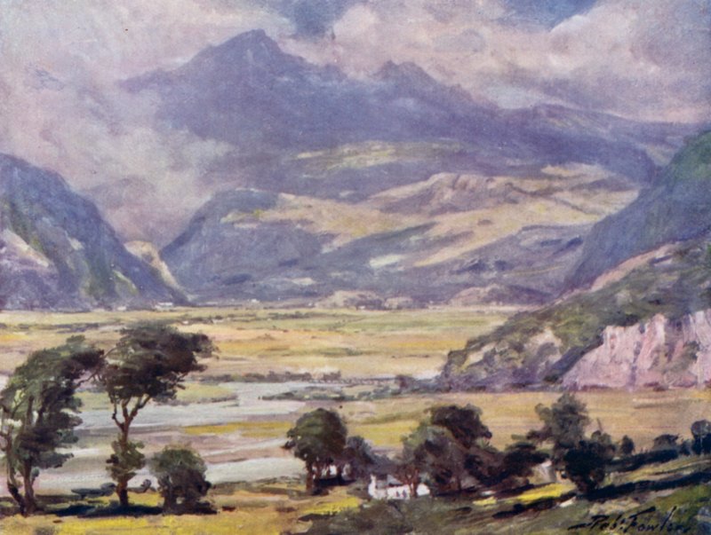 Snowdon fra Traeth Mawr (farve litho) af Robert (after) Fowler