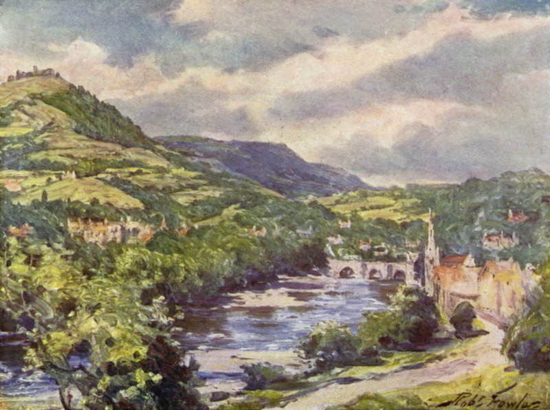 Udsigt over Llangollen (farvemedlemmer) af Robert (after) Fowler