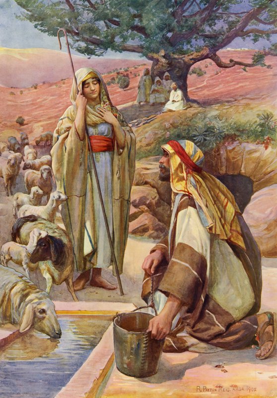 Rachel At The Well (farve litho) af Robert Payton Reid