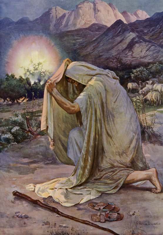 Den brændende busk (farve litho) af Robert Payton Reid