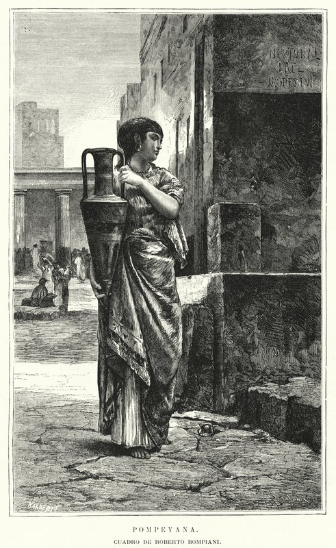 Kvinde fra Pompeji (litho) af Roberto Bompiani