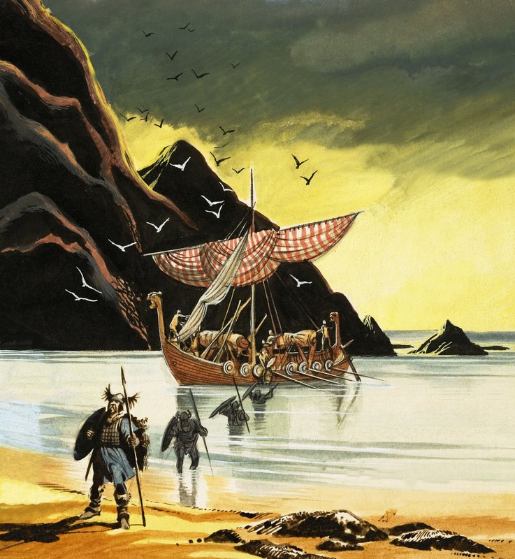 Leif Ericsson når den nye verden af Ron Embleton
