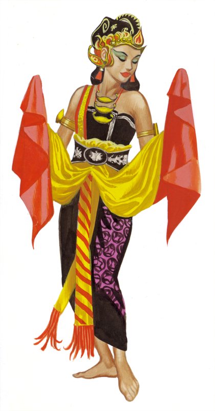 Mata Hari danser (gouache på papir) af Ron Embleton